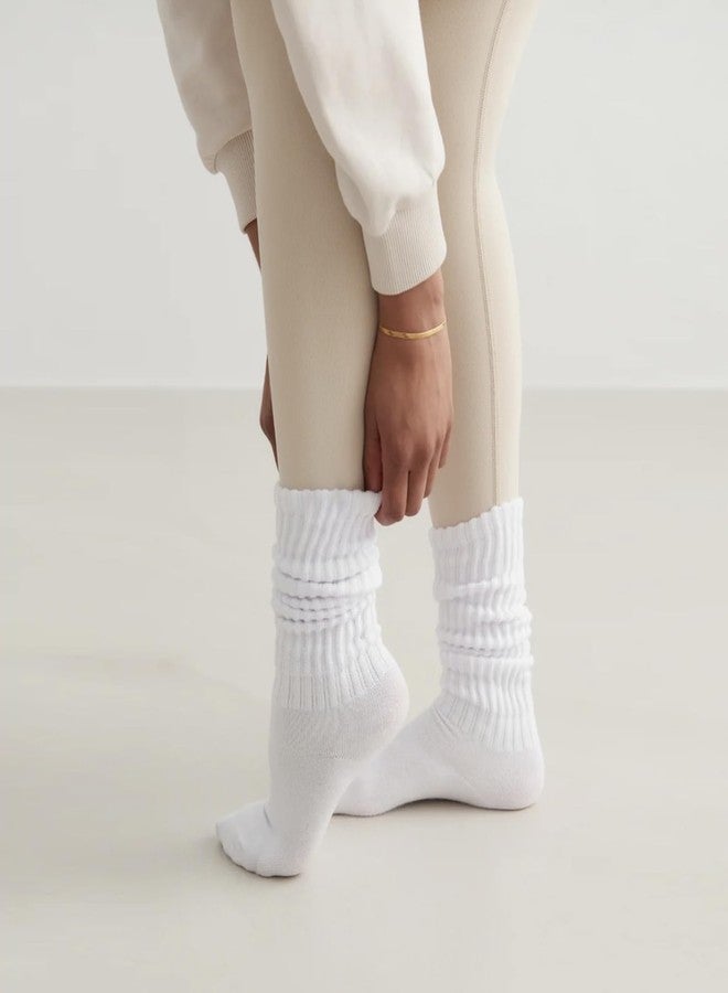 جوارب AmazingStone Scrunch Slouchy Crew النسائية القطنية المبطنة الرياضية متوسطة الطول ذات تصميم أنبوبي مضلع، مستوحاة من موضة الثمانينيات، متوفرة بعدة أزواج. - Image 4